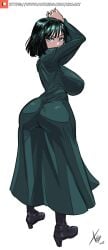 1girls ass back back_view big_ass big_breasts big_butt breasts busty clothed clothing curvaceous curvy dark_green_hair dress female fubuki_(one-punch_man) full_body fully_clothed green_eyes green_hair hips hourglass_figure huge_ass huge_breasts large_ass large_breasts medium_hair one-punch_man pose short_hair sideboob thick_ass tight_clothing voluptuous white_background wide_hips xhaart