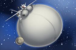 1girls 2022 aeromorph aircraft belly big_belly big_breasts breasts drone edit female female_only huge_belly hyper hyper_belly ipipo living_aircraft living_machine living_vehicle machine macro marquee_(labbeh) moon planet space vehicle vore wings