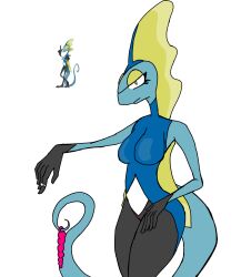 absurd_res anonymous_artist chameleon female feral generation_8_pokemon hi_res humanoid inteleon lizard nintendo pokemon pokemon_(species) reptile scalie solo