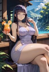 ai_generated big_ass charlychad007 cocktail_dress crossed_legs huge_breasts hyuuga_hinata naruto_(series) thick_thighs wide_hips