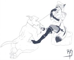 anthro breasts canine domination female femdom foot_worship footjob fur furry jackal nazi nihil_(jackal) rokemi shepherd wolf