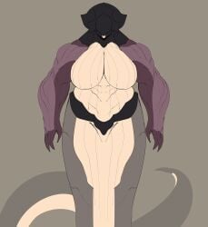 alien_girl big_breasts huge_breasts monster_girl muscular_female repomorame snake_girl tail