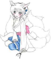 bell brush canine fox fur furry_ears furry_tail midorikazeneko tagme tail whitehair