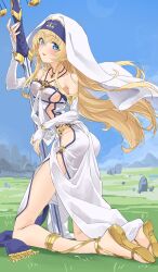 blonde_hair blonde_hair_female fully_clothed goblin_slayer priestess_(goblin_slayer) see-through_clothing seethrough_clothing sword_maiden_(cosplay)