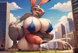 1futa ai_generated bra city cityscape cum cumming disney futa_giantess futa_only futanari giantess gigantic_breasts gigantic_testicles hands-free handsfree_ejaculation hyper_balls hyper_penis judy_hopps macro mostly_nude purple_eyes rabbit silenteye solo squatting tagme zootopia zootropolis