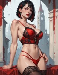 ai_generated lingerie lipstick mortal_kombat mortal_kombat_11 red_eyes skarlet