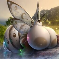 colossal_breasts drakonst gigantic_breasts moth nude water