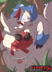 alternate_color blush censored chubby fur furry gay macchaame male nintendo no_humans penis pokemon pokemon_(species) precum shiny_pokemon shiny_zangoose sweat zangoose