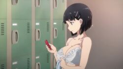 4girls animated ayano_keiko big_breasts bikini bra breasts cellphone cleavage huge_breasts kirigaya_suguha large_breasts lisbeth locker locker_room multiple_girls panties phone shinozaki_rika silica swimsuit sword_art_online tagme towel underwear video yuuki_asuna