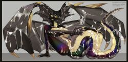 anthro anus ass back_wings big_breasts big_tail black_body black_wings bodily_fluids breasts claws cum cum_on_body cum_on_breasts cum_on_butt cum_on_face cum_on_tail cum_on_wings dragon feet female frill_(anatomy) genital_fluids genitals head_crest head_frill hi_res large_wings long_tail lying_on_tail membrane_(anatomy) membranous_frill membranous_wings multicolored_body mythological_creature mythological_scalie mythology nude nude_anthro pussy raised_wings scalie sitting sitting_on_ground solo solo_focus spike_face spiked_tail spiked_wings spikes spikes_(anatomy) spread_butt spread_legs spread_toes spread_wings spreading tail tan_breasts tan_neck tan_tail thick_thighs toe_claws toes udjina wings yellow_body yellow_breasts yellow_eyes yellow_tail