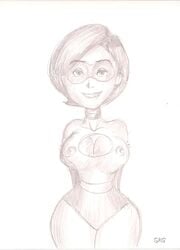 disney elastigirl female gkg helen_parr monochrome nipples pixar rough_sketch sketch smooth_skin superheroine tagme the_incredibles