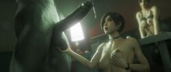 1boy 1monster 2girls 3d 3d_(artwork) 3d_model absurdly_large_cock ada_wong ada_wong_(adriana) asian asian_female balls ballsack big_penis bigger_male biohazard black_hair blender blender_(software) bob_cut capcom claire_redfield claire_redfield_(jordan_mcewen) cock couple cupping_balls dark_hair dick erect_penis erection eyelashes eyeshadow female ffm_threesome gigantic_penis grabbing_own_breast grey_skin height_difference holding_balls huge_balls huge_cock humanoid humanoid_penis imminent_sex indoors interspecies interspecies_sex large_balls large_penis larger_male light-skinned_female lipstick makeup male/female medium_hair monster monster_cock monster_on_female monsterfucker monsterfucking mr_x muscular_male penis penis_awe precum precum_drip raised_eyebrows red_lipstick resident_evil resident_evil_2 resident_evil_2_remake shocked shocked_expression size_difference smaller_female stephanie23 straight taller_male tyrant tyranted