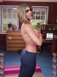 3d 3d_(artwork) ass blonde_hair breasts completely_naked completely_naked_female completely_nude completely_nude_female darkbahamuth dc dc_comics injustice_2 kara_danvers kara_zor-el pinup short_hair supergirl supergirl_(injustice) superhero superheroine superman_(series) yoga_pants