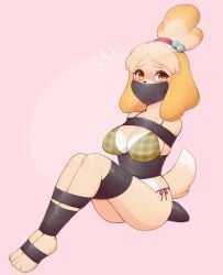 2d 2d_(artwork) animal_crossing animal_humanoid blush blush bondage bondage bound female female_focus female_only humanoid isabelle_(animal_crossing) looking_at_viewer negieggy nintendo submissive submissive_female tape tape_bondage tape_gag taped_mouth