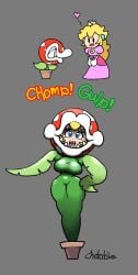 chabble detailed_bulge leaf leaf_arms mario_(series) no_eyes piranha_plant plant potted_plant princess_peach sharp_teeth super_mario_bros. vore