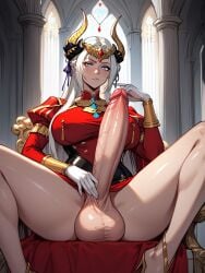 1futa ai_generated big_ass big_balls big_breasts big_butt big_penis bored breasts_bigger_than_head crown dominant_futanari edelgard_von_hresvelg fat_balls fire_emblem fire_emblem:_three_houses futa_focus futa_only futanari gigantic_breasts gigantic_penis hand_on_penis horns huge_ass huge_balls huge_breasts huge_butt huge_cock legs_apart legs_spread long_hair looking_at_viewer looking_down massive_balls massive_breasts massive_penis massive_thighs no_panties no_pants palace penis presenting_balls presenting_penis purple_eyes rcally royal royalty thick_thighs throne throne_room unamused white_hair