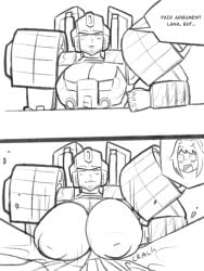 2girls big_breasts breasts donut_doodles dreadnought_(transformers) english_text fair_argument_but… fan_character huge_breasts meme nipples oc original_character robot robot_girl robot_humanoid text transformers