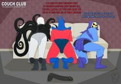 3boys ass ass_focus bending_over couch feet male_focus male_only man_ray mask masters_of_the_universe monster nixxxbot non-human presenting_ass skeletor slenderman spongebob_squarepants tagme