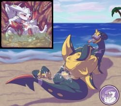 absol absurd_res beach belly bodily_fluids cum egg egg_laying feral feral_pred feral_prey genital_fluids genitals hi_res hybrid internal knot lapras nintendo paws penis pokémon_(species) pokemon pokemon_(species) pushing_belly safe_vore semi-anthro seviper vore zangoose