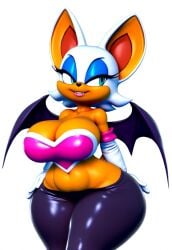 3d 3d_model ai_generated blue_eyes huge_ass massive_breasts massive_hips midriff rouge_the_bat smiling sonic_(series) wide_hips wings