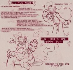 affectionate belly belly_bulge belly_button belly_expansion belly_overhang clothes deltarune fallenlust fat fat_male feeding hearts_around_head infographic loving male ripping_clothing robot rubbing_belly skinny_male stuffing suit suit_and_tie tenna_(deltarune) text text_box text_focus topless_male tv_head tv_screen weight_gain