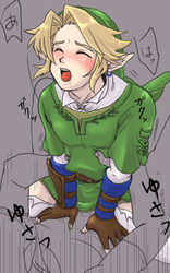 anal blonde_hair blush bulge closed_eyes clothed_erection clothed_sex cry_out dark_link erection fingerless_gloves gay gloves hat link link_(twilight_princess) lowres nintendo open_mouth palms_down penis piercing pointy_ears saliva selfcest sex the_legend_of_zelda torn_clothes twilight_princess yaoi