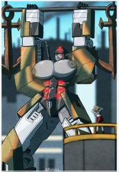 1girls big_breasts breasts busty dreadnought_(transformers) fan_character grey_nipples grey_skin mechavee nipples oc original_character red_eyes robot robot_girl robot_humanoid transformers weightlifting