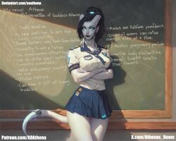 ai_generated athena chalkboard draenei draenei_female explanation goddess school_uniform schoolgirl warcraft