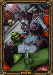 1boy 1girls blood_elf blue_eyes blue_skin elf elf_female female gray_hair green_skin green_skinned_male male male/female orc orc_(warcraft) orc_male penis pussy red_eyes sex sylvanas_windrunner team_blizz undead undead_female vaginal_sex warcraft world_of_warcraft