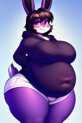 1girls ai_generated anthro anthrofied ass bbw bedroom_eyes black_hair breasts bubble_butt bunny bunny_ears bunny_girl busty chubby chubby_female fat fat_ass gakapin giant_ass giant_breasts hoodie huge_ass huge_belly huge_breasts huge_thighs humanoid novelai original original_artwork overweight purple_body purple_eyes purple_fur rabbit stretched_clothing thick thick_ass thick_thighs tight_clothing