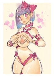 big_breasts female galbreak heart-shaped_pupils louten original_artwork original_character pink_eyes purple_hair thick thick_thighs topless topless_female valentine's_day wizzy_(galbreak)