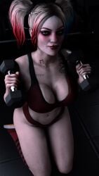 1girls 3d 3d_(artwork) alternate_breast_size ass batman_(series) big_ass big_breasts blender blender_(software) blonde_hair blue_eyes breadcrumb breasts bubble_butt busty curvy cute dc dc_comics exercise female female_only fully_clothed gym gym_clothes harley_quinn harley_quinn_(injustice) hourglass_figure injustice_2 large_breasts pose posing pov seductive seductive_look sensual solo sports_bra sweat thick thick_ass thick_thighs twintails wide_hips workout workout_clothes