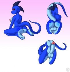 2017 3_toes anthro areola ass balls bent_over big_breasts big_penis blue_body blue_penis blue_scales blue_skin breasts digital_media_(artwork) erection feet genitals glans gradient_background herm hi_res intersex june_(justathereptile) justathereptile kneeling komodo_dragon lizard looking_at_viewer monitor_lizard nipples non-mammal_breasts nude penis pink_areola pink_background pink_glans pink_nipples presenting pussy raised_tail red_eyes reptile scales scalie scutes simple_background solo tail toes watermark white_background