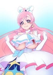 1girls blush bow breasts clothing cure_prism hirogaru_sky!_precure large_breasts magical_girl muramura_hito nijigaoka_mashiro pink_hair precure pretty_cure