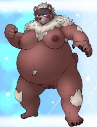 anthro armpit_hair bear belly black_sclera body_hair breasts chest_hair clawed_fingers claws female genitals kimun_kamui_(tokyo_afterschool_summoners) knee_tuft leg_tuft lifewonders looking_at_viewer mammal monooki333 nipples pussy rule_63 smile smirk solo spread_legs spreading toe_claws tokyo_afterschool_summoners tuft yellow_eyes