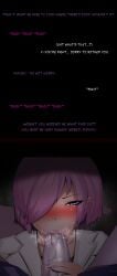 1futa 1girls :>= azienda big_penis blowjob_face blush cheating cheating_girlfriend cuck cucked_by_futa cuckold defeated defeated_heroine dialogue english_text erection fate/grand_order fate_(series) fellatio female female_focus femsub flustered futa_on_female futadom futanari handjob high-angle_view human implied_futanari light-skinned_female mash_kyrielight multiple_images netorare ntr oral penis pink_hair pink_nails saliva sex shuten_douji_(fate) sitting solo_focus stealth_sex steam steamy_penis text under_the_table