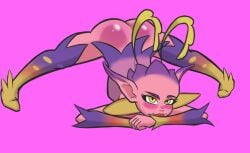 ass_up fairy humanoid jackochallenge looking_at_viewer paladins perditi0 pink_body pink_skin pointy_ears spread_legs willo_(paladins)