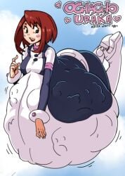 ambiguous_prey ass breasts digestion mabeelz mass_vore my_hero_academia ochako_uraraka ochako_uraraka_(hero_outfit) squirming struggling unwilling_prey vore