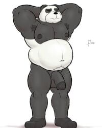 alanottaviano anthro barazoku bear belly bulge clothed clothing genitals giant_panda hi_res jockstrap jockstrap_only male mammal musclegut muscular muscular_male overweight overweight_male penis solo topless underwear underwear_only ursine