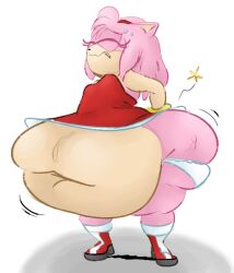 1girls amy_rose anthro ass belly boots closed_eyes colored dress fat female female_focus female_only furry hedgehog hedgehog_humanoid hips large_ass nightmarebros overweight overweight_female panties pink_fur pink_hair sega sonic_(series) stomach struggling struggling_to_fit sweat tan_fur thick_thighs thighs ultrahand underwear wardrobe_malfunction wide_hips