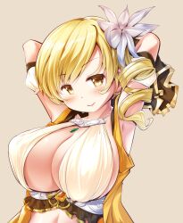 1girls big_breasts bikini blonde_hair breasts chauke drill_hair human human_only magia_record:_mahou_shoujo_madoka_magica_gaiden magical_girl mahou_shoujo_madoka_magica mami_tomoe pose posing puella_magi_madoka_magica seductive seductive_eyes seductive_look seductive_smile sensual sexy_armpits smile solo solo_female solo_focus swimsuit tomoe_mami yellow_eyes young