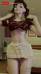 3d animated beauty_mark big_breasts bouncing_breasts breasts camgirl clothed d.va dance discko_d.va hoop_earrings hoop_earrings_hearts hoop_earrings_oversized jiggle livestream miniskirt overwatch skimpy slutty_outfit tagme twintails usagihakushaku video