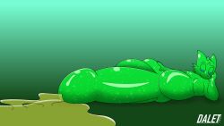 absurd_res anthro balls bedroom_eyes belly big_balls big_belly big_penis blue_eyes bodily_fluids daletfours dominant dragon genital_fluids genitals glistening glistening_body goo_creature goo_dragon gradient_background green_body hand_on_leg hand_on_own_leg hand_on_own_thigh hand_on_thigh hi_res honeydew_(daletfours) huge_balls huge_cock hyper hyper_balls hyper_genitalia hyper_penis looking_at_viewer lying male moobs narrowed_eyes on_side overweight overweight_male peeing penis seductive simple_background smile solo urine urine_pool