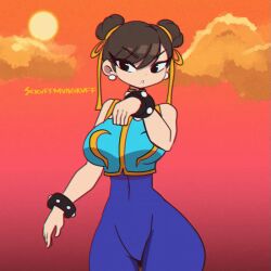 1girls 2020s 2023 2d 2d_(artwork) 2d_animation 5_fingers animated animation arm_pits armpit armpit_peek armpits asian asian_female ass belly belly_button big_ass big_breasts big_butt big_hips black_eyes blink blinking boot boots breasts brown_hair capcom china_dress chinese_clothes chinese_dress chun-li closed_eyes clothed clothed_female clothes clothing cloud clouds curled_hair curly_hair day daylight daytime detailed_background ear ear_piercing earring earrings ears east_asian eyelashes eyes eyes_half_open eyes_open female female_focus female_only fighter fighting_game fingers flex flexibility flexible flexing fully_clothed girl girls hair half-closed_eye half-closed_eyes hips human human_female human_only humanoid humanoid_genitalia jiggle jiggling jiggling_breasts kick kicking large_ass large_butt light-skinned_female light_skin looking_at_viewer mammal mammal_humanoid martial_artist martial_arts martial_arts_uniform neck no_dialogue open_mouth pearl_earrings pierced_ears piercing piercings pose posing posing_for_the_viewer position ribbon ribbons scruffmuhgruff shake shaking shaking_breasts shoe shoes skin sky smile smiling smiling_at_viewer solo solo_focus spikes street_fighter street_fighter_alpha sun sunlight sunrise sunset teeth teeth_clenched teeth_showing teeth_visible text thick_thighs thighs tight_clothes tight_clothing tight_fit tight_leggings tight_legwear tight_pants video_game video_game_character video_game_franchise video_games voluptuous voluptuous_female watermark white_body white_skin wide_hips wide_thighs wiggle wiggling wrist_cuffs