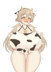 1girls absurd_res alternate_species animal_humanoid animal_print bare_shoulders big_breasts blue_archive blush bovid bovid_humanoid bovine bovine_humanoid breast_expansion breasts camel_toe cattle_humanoid cow_print expansion female female_only genitals grey_hair hair hi_res hifumi_(blue_archive) hips horn horned_humanoid huge_breasts huge_thighs humanoid hyper hyper_breasts large_breasts light-skinned_female light_skin make-up_work_club_(blue_archive) mammal mammal_humanoid motion_lines open_mouth puffywaffles pussy side_boob solo standing thick thick_thighs thigh_expansion thighs top_heavy trinity_general_school_student wide_hips wings yellow_eyes