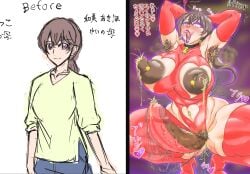 armpit_hair armpits arms_up before_and_after bowlegged brainwashing censored clothing delicious_party_precure elbow_gloves female futa_armpit_hair futanari hairy_armpits huge_ass huge_breasts japanese_text lactation large_breasts leotard makeup nagomi_akiho navel navel_piercing nipple_piercing nipples nose_hook peeing penis post_transformation pretty_cure pubic_hair smegma spread_legs stink stink_lines stockings t-syun text thighhighs tongue_out transformation translation_request what