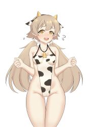 1girls absurd_res alternate_species animal_humanoid animal_print blue_archive blush bodily_fluids bovid bovid_humanoid bovine bovine_humanoid breasts camel_toe cattle_humanoid cow_print female genitals grey_hair hair hi_res hifumi_(blue_archive) horn horned_humanoid humanoid light-skinned_female light_skin make-up_work_club_(blue_archive) mammal mammal_humanoid open_mouth puffywaffles pussy side_boob smile solo standing sweat sweatdrop thick_thighs trinity_general_school_student wide_hips wings yellow_eyes