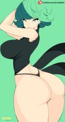 1girls ass athan-arion big_ass big_breasts black_thong bottomwear breasts curvy curvy_female dat_ass dress female female_only green_eyes green_hair hair hips hourglass_figure huge_ass huge_breasts narrow_shoulders one-punch_man petite short_hair solo solo_female tatsumaki thick_thighs thighs thin_arms thin_waist thong wide_hips