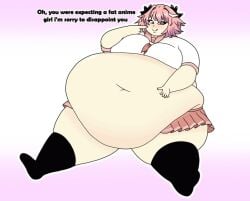 1boy astolfo_(fate) belly big_belly blush fat fat_femboy fat_fetish fat_male fat_man fate_(series) femboy gigantic_belly huge_belly huge_moobs looking_at_viewer moobs morbidly_obese morbidly_obese_femboy morbidly_obese_male skirt smug ssbhm talking_to_viewer tease thick_thighs thighs weight_gain