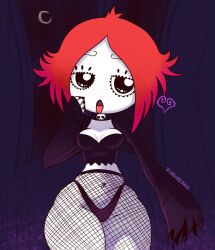 1girls collar crop_top detached_sleeves fishnets goth horny looking_at_viewer ruby_gloom ruby_gloom_(franchise) thong